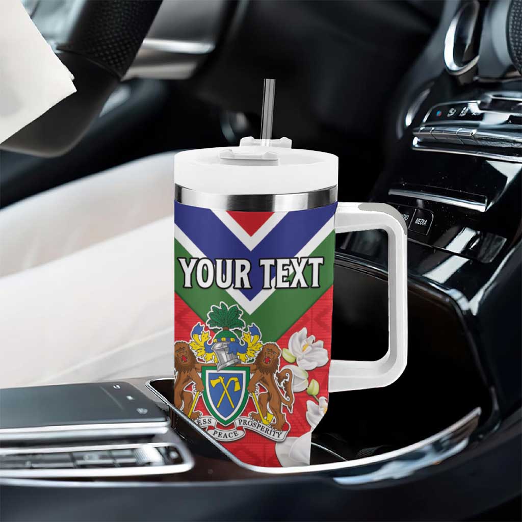 Personalized Gambia Tumbler With Handle Coat Of Arms - African Pattern