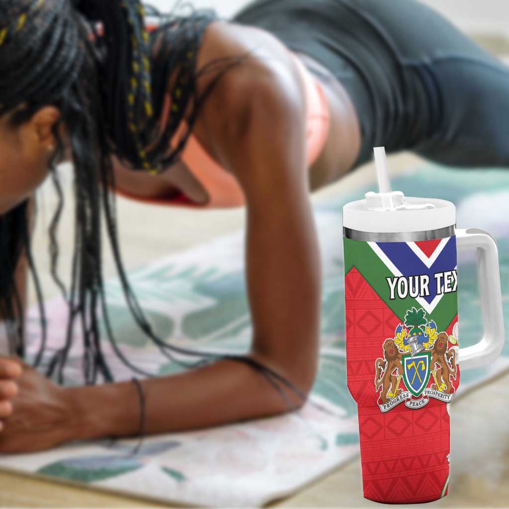 Personalized Gambia Tumbler With Handle Coat Of Arms - African Pattern