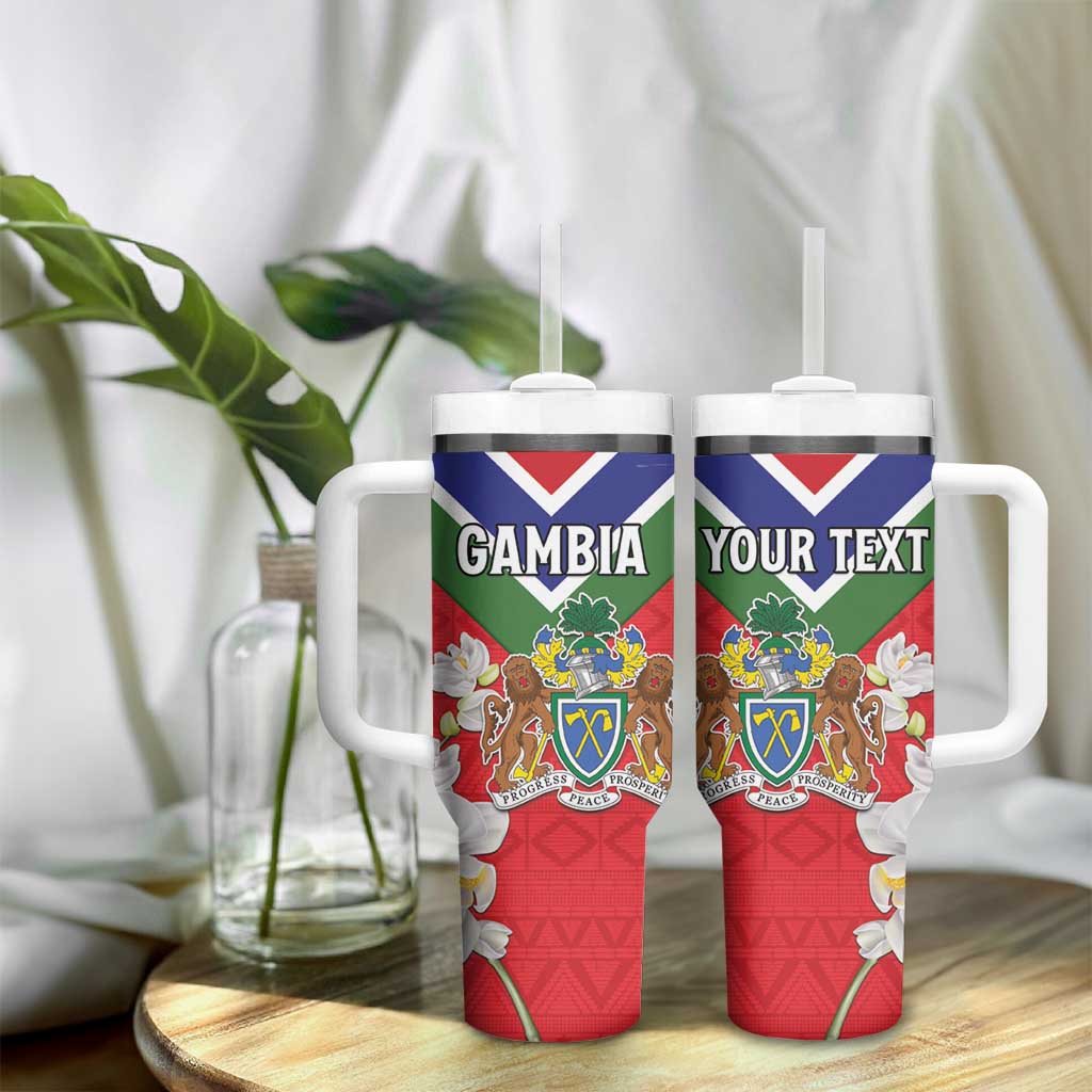 Personalized Gambia Tumbler With Handle Coat Of Arms - African Pattern