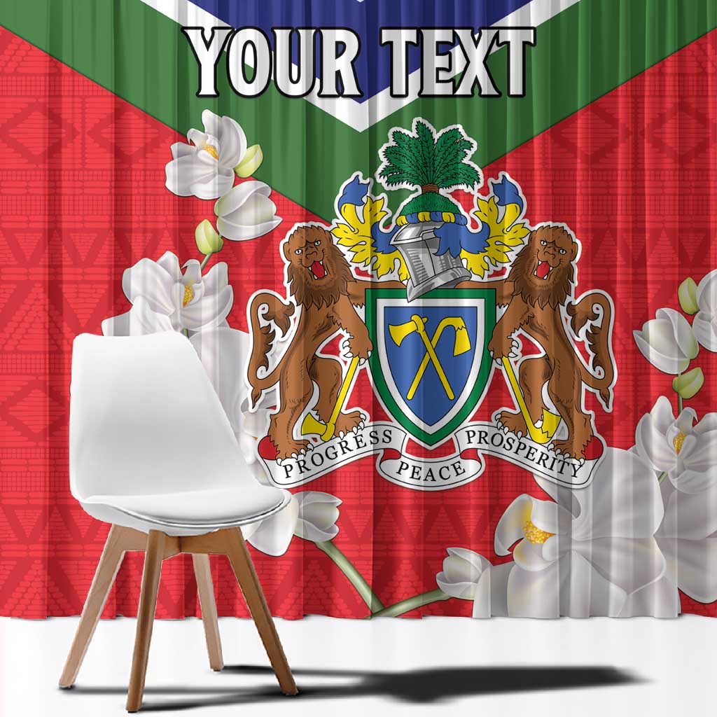 Personalized Gambia Window Curtain Coat Of Arms - African Pattern