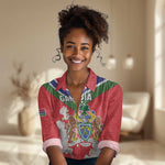 Personalized Gambia Women Casual Shirt Coat Of Arms - African Pattern