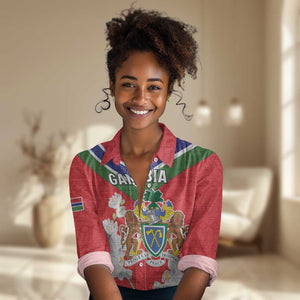 Personalized Gambia Women Casual Shirt Coat Of Arms - African Pattern