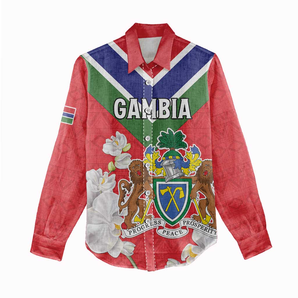 Personalized Gambia Women Casual Shirt Coat Of Arms - African Pattern