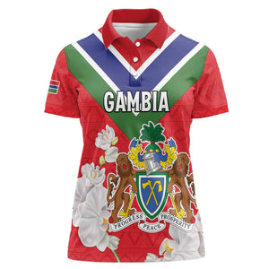 Personalized Gambia Women Polo Shirt Coat Of Arms - African Pattern
