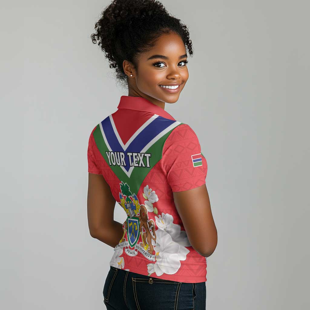 Personalized Gambia Women Polo Shirt Coat Of Arms - African Pattern
