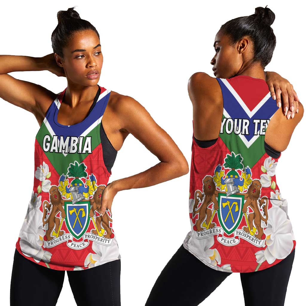 Personalized Gambia Women Racerback Tank Coat Of Arms - African Pattern