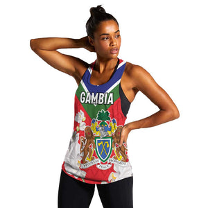 Personalized Gambia Women Racerback Tank Coat Of Arms - African Pattern
