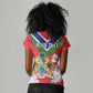 Personalized Gambia Women V-Neck T-Shirt Coat Of Arms - African Pattern