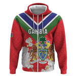 Personalized Gambia Zip Hoodie Coat Of Arms - African Pattern