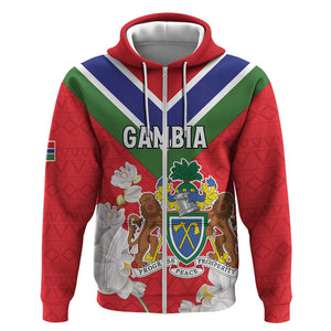 Personalized Gambia Zip Hoodie Coat Of Arms - African Pattern