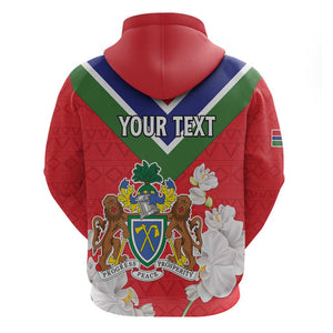 Personalized Gambia Zip Hoodie Coat Of Arms - African Pattern