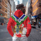 Personalized Gambia Zip Hoodie Coat Of Arms - African Pattern
