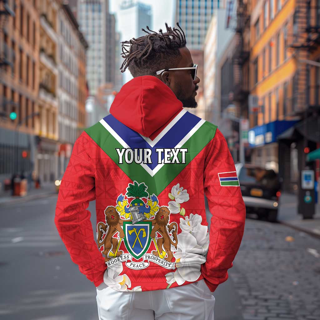 Personalized Gambia Zip Hoodie Coat Of Arms - African Pattern
