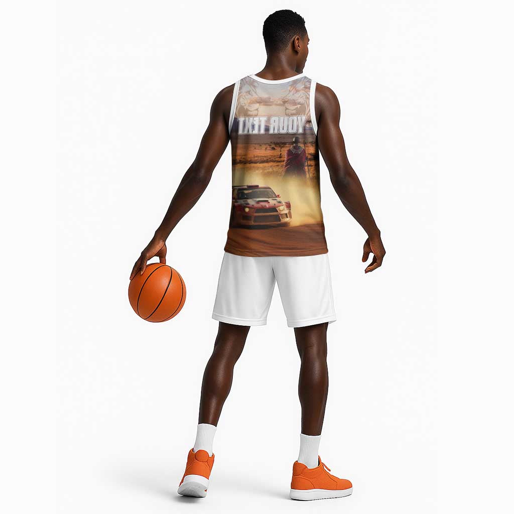 Personalized Kenya Safari Racing Car Basketball Jersey Come On Kenyan - African Pride