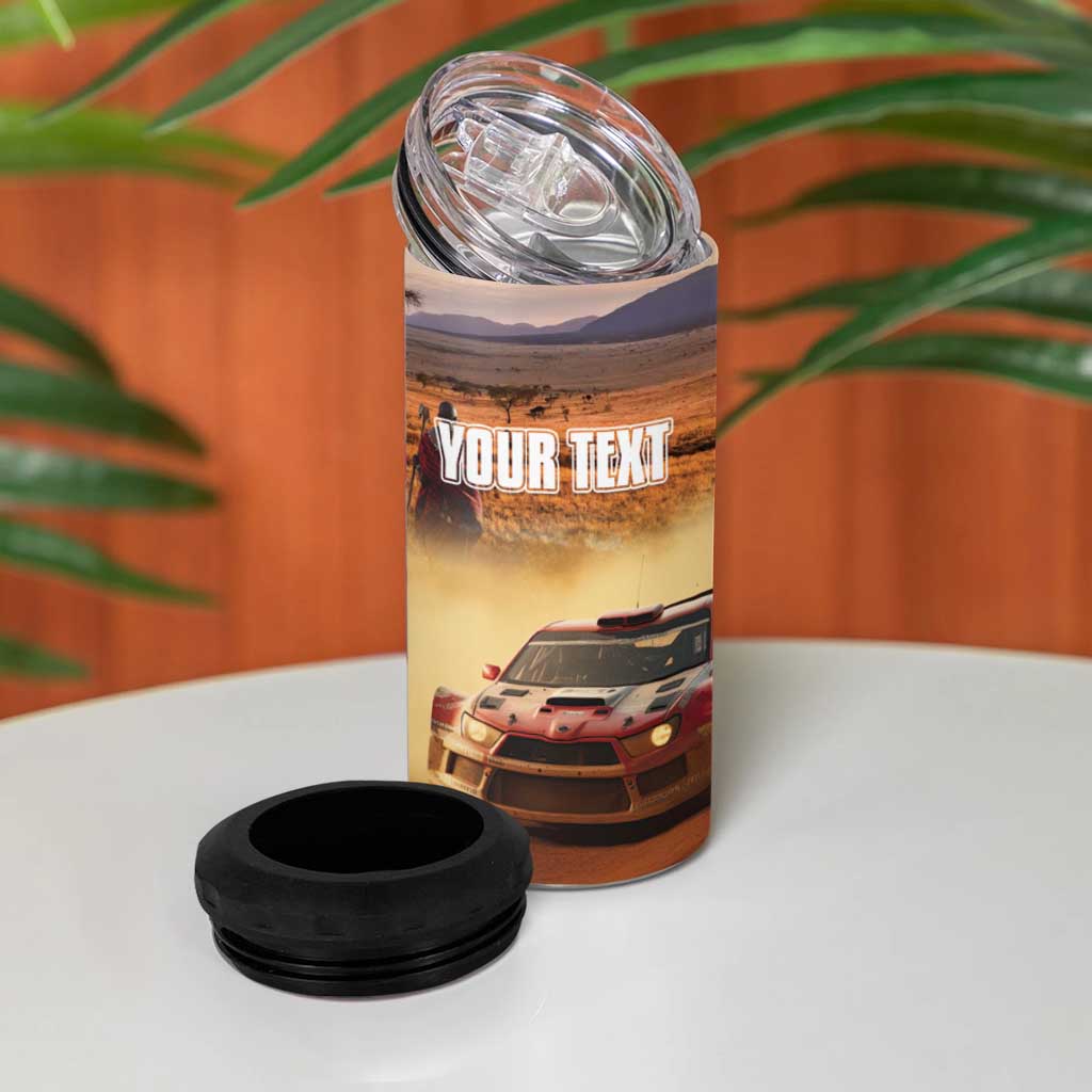 Personalized Kenya Safari Racing Car 4 in 1 Can Cooler Tumbler Come On Kenyan