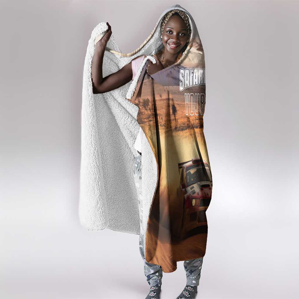 Personalized Kenya Safari Racing Car Hooded Blanket Come On Kenyan