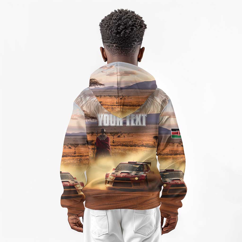 Personalized Kenya Safari Racing Car Kid Hoodie Come On Kenyan