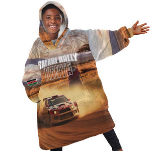 Personalized Kenya Safari Racing Car Kid Wearable Blanket Hoodie Come On Kenyan
