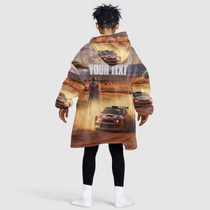 Personalized Kenya Safari Racing Car Kid Wearable Blanket Hoodie Come On Kenyan
