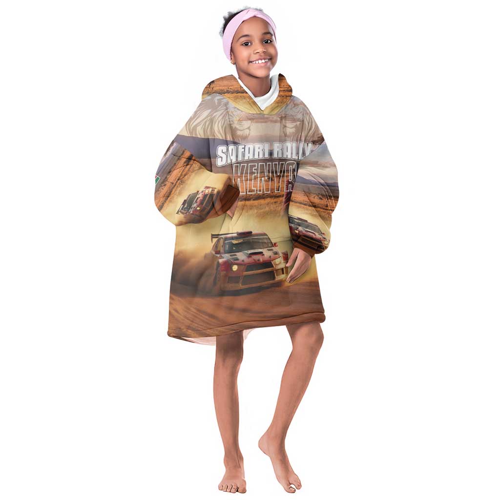 Personalized Kenya Safari Racing Car Kid Wearable Blanket Hoodie Come On Kenyan