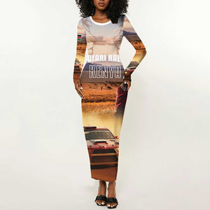 Personalized Kenya Safari Racing Car Long Sleeve Bodycon Dress Come On Kenyan LT15