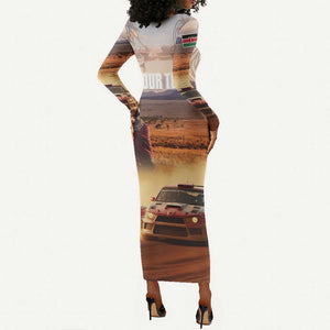 Personalized Kenya Safari Racing Car Long Sleeve Bodycon Dress Come On Kenyan LT15