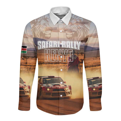 Personalized Kenya Safari Racing Car Long Sleeve Button Shirt Come On Kenyan