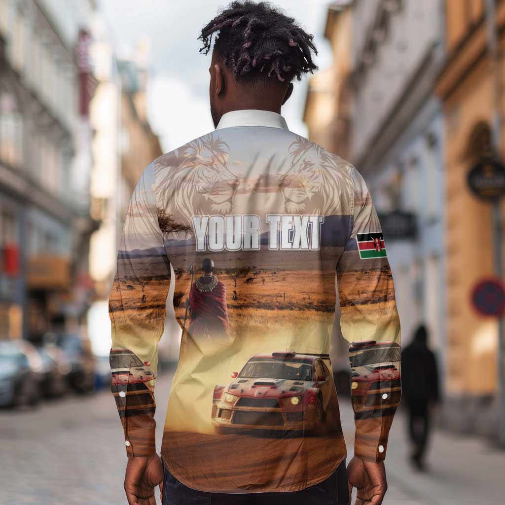 Personalized Kenya Safari Racing Car Long Sleeve Button Shirt Come On Kenyan