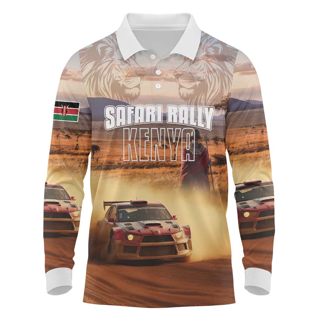 Personalized Kenya Safari Racing Car Long Sleeve Polo Shirt Come On Kenyan