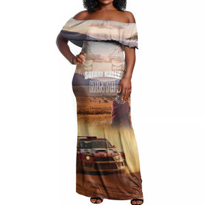 Personalized Kenya Safari Racing Car Off Shoulder Maxi Dress Come On Kenyan