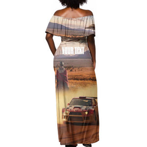Personalized Kenya Safari Racing Car Off Shoulder Maxi Dress Come On Kenyan