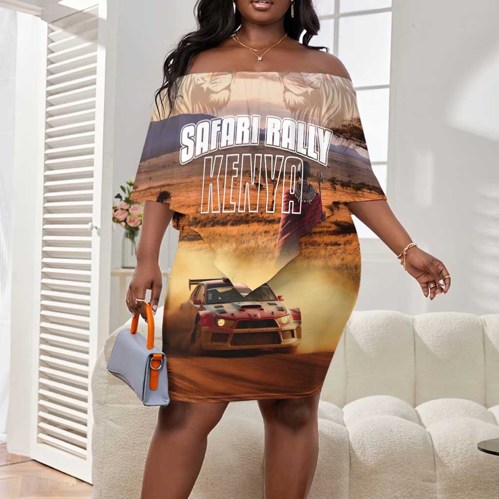 Personalized Kenya Safari Racing Car Off Shoulder Short Dress Come On Kenyan