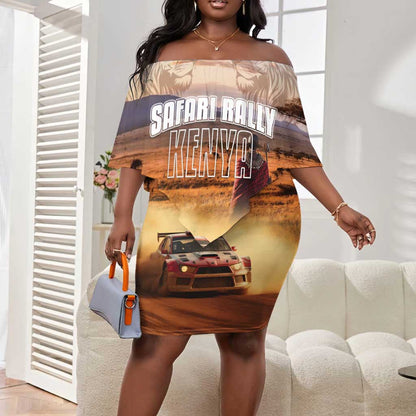 Personalized Kenya Safari Racing Car Off Shoulder Short Dress Come On Kenyan