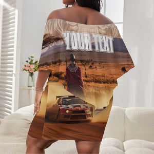 Personalized Kenya Safari Racing Car Off Shoulder Short Dress Come On Kenyan