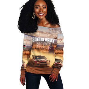 Personalized Kenya Safari Racing Car Off Shoulder Sweater Come On Kenyan
