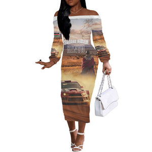 Personalized Kenya Safari Racing Car Off The Shoulder Long Sleeve Dress Come On Kenyan