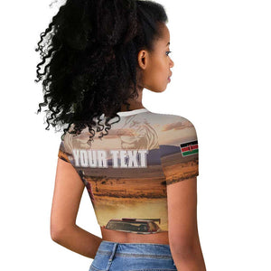 Personalized Kenya Safari Racing Car Raglan Cropped T shirt Come On Kenyan