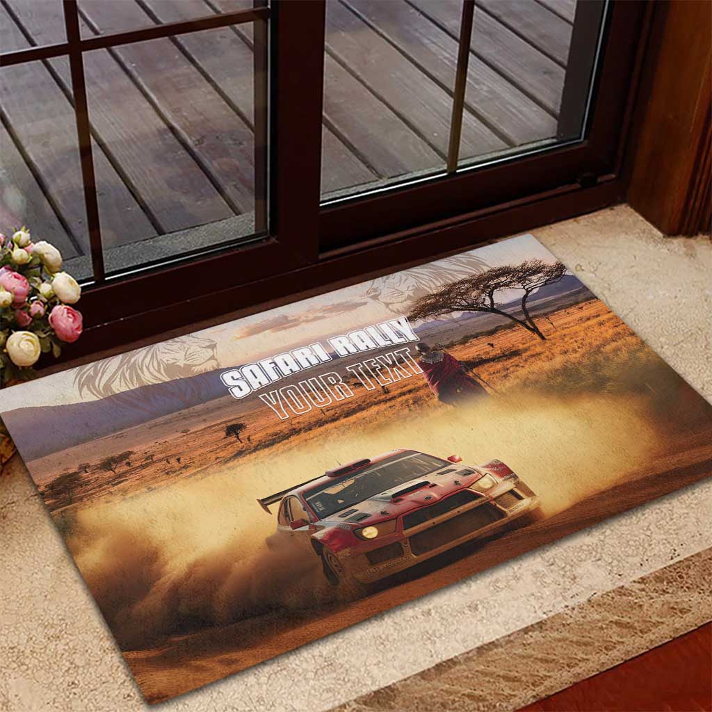 Personalized Kenya Safari Racing Car Rubber Doormat Come On Kenyan