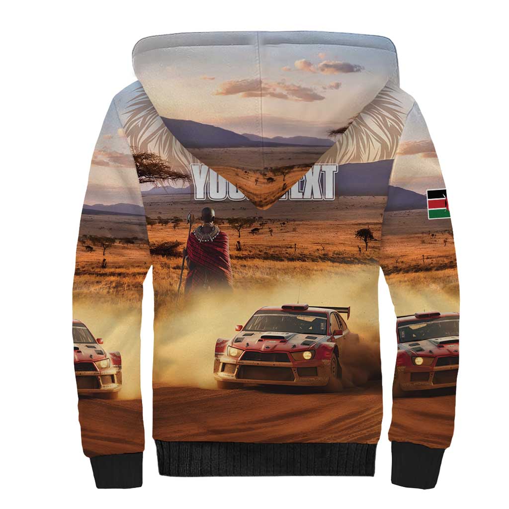 Personalized Kenya Safari Racing Car Sherpa Hoodie Come On Kenyan