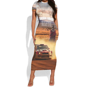 Personalized Kenya Safari Racing Car Short Sleeve Bodycon Dress Come On Kenyan LT15