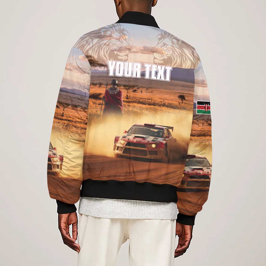 Personalized Kenya Safari Racing Car Sleeve Zip Bomber Jacket Come On Kenyan