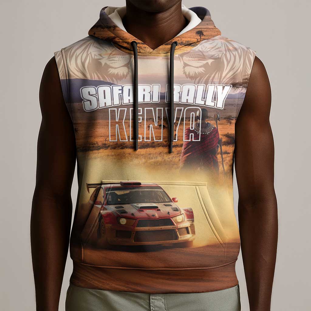 Personalized Kenya Safari Racing Car Sleeveless Hoodie Come On Kenyan - African Pride