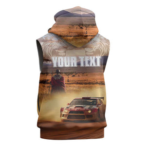 Personalized Kenya Safari Racing Car Sleeveless Zip Hoodie Come On Kenyan - African Pride