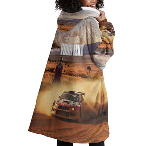 Personalized Kenya Safari Racing Car Wearable Blanket Hoodie Come On Kenyan