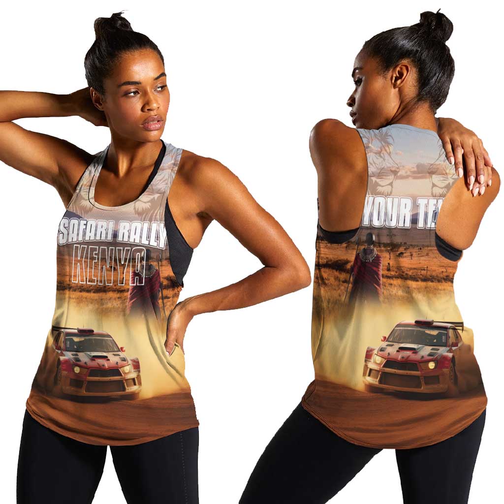 Personalized Kenya Safari Racing Car Women Racerback Tank Come On Kenyan