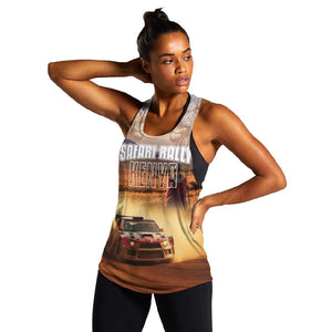 Personalized Kenya Safari Racing Car Women Racerback Tank Come On Kenyan