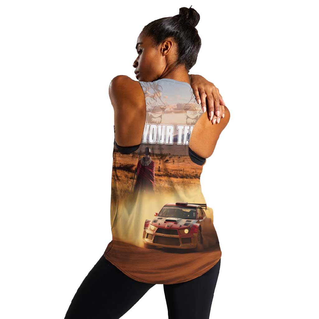Personalized Kenya Safari Racing Car Women Racerback Tank Come On Kenyan
