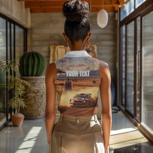 Personalized Kenya Safari Racing Car Women Sleeveless Polo Shirt Come On Kenyan