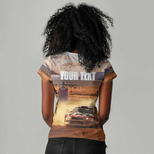 Personalized Kenya Safari Racing Car Women V-Neck T-Shirt Come On Kenyan