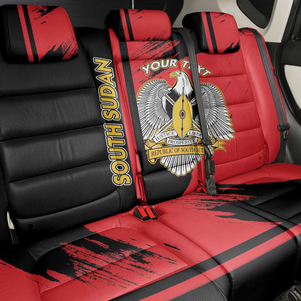Personalized South Sudan With Coat Of Arms Back Car Seat Cover Sporty Style